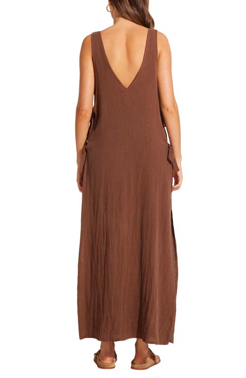 Shop Vitamin A ® Riviera Linen & Cotton Cover-up Dress In Mocha Crinkle Linen