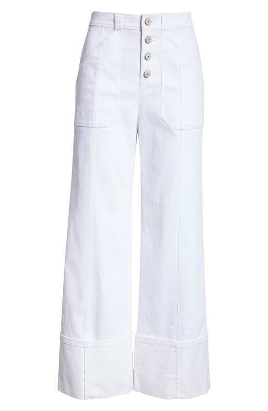 Cinq À Sept Women's Benji Twill Cotton-blend Cuffed Flare Pants In White
