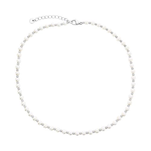 Shop Donatello Gian Pearl Choker Necklace In Silver