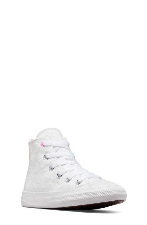 Converse Kids' Chuck Taylor All Star High Top Sneaker in White/Oops Pink/White at Nordstrom, Size 10.5 M
