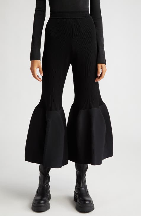 Topshop Women's Regular Glitter Rib Flare Pants Black Size 2 for sale  online