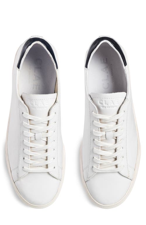 Clae Bradley Venice Leather Sneaker In White Leather Navy