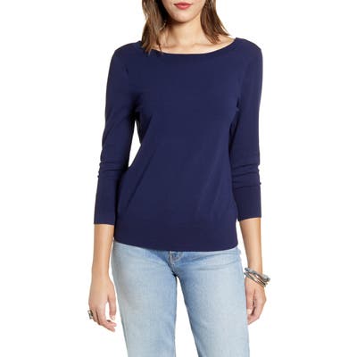 Halogen V-Back Sweater, Blue