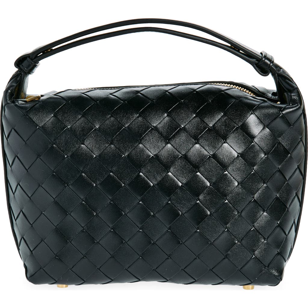 Bottega Veneta Mini Wallace Intrecciato Leather Shoulder Bag In Black
