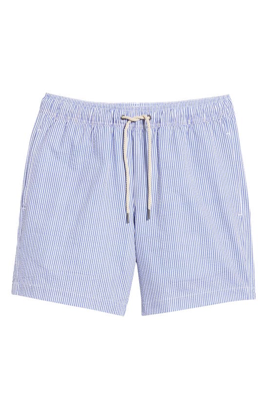 Shop Fair Harbor The Bayberry Swim Trunks In Light Blue Seersucker