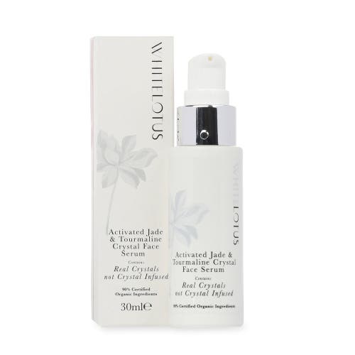 White Lotus Beauty Activated Jade And Tourmaline Crystal Face Serum In White