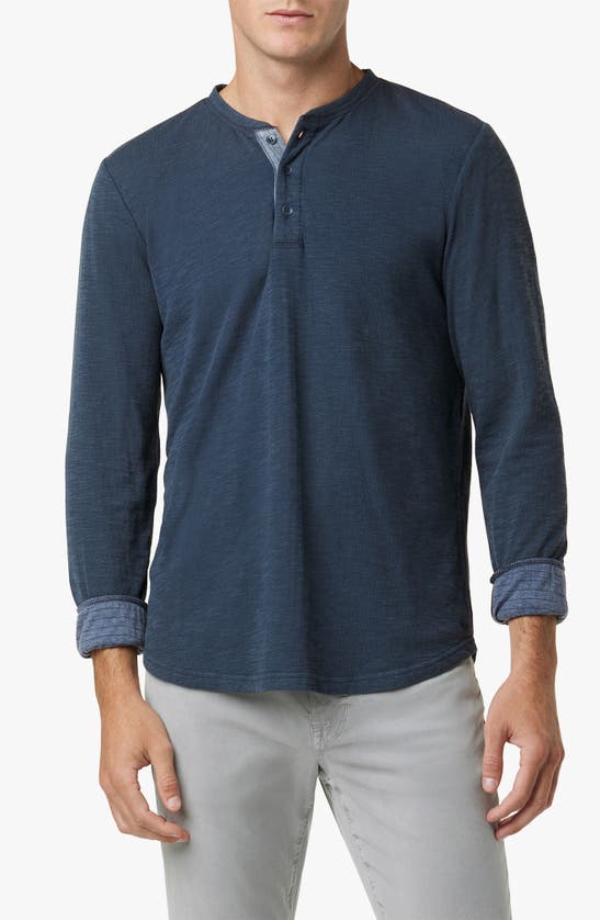 Shop Joe's Double Face Thermal Henley Shirt In Vintage Navy