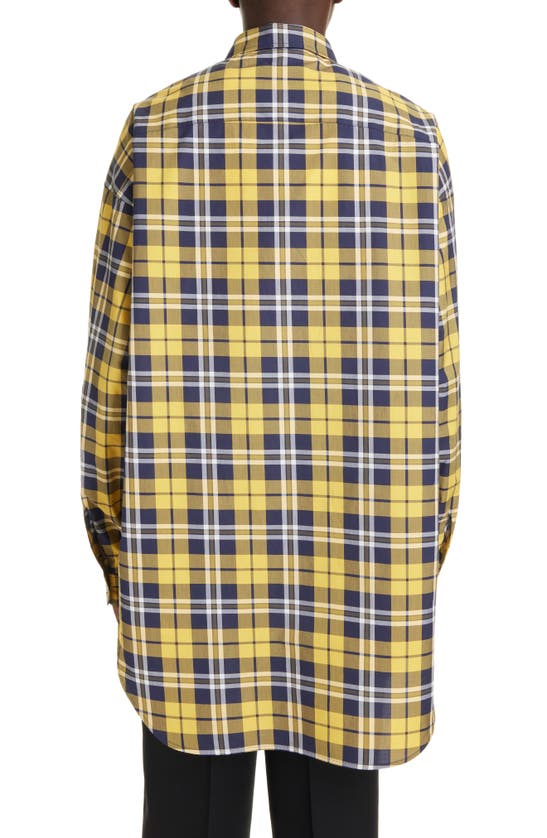 Shop Givenchy Plaid Cotton High-low Button-up Shirt In Dark Yellow