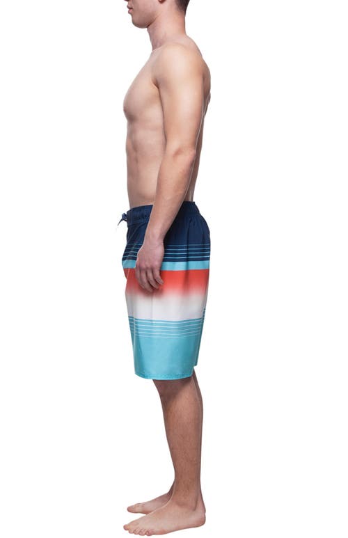 Rokka&rolla Quick-dry Swim Trunks With Elastic Waist In Blue Stripes