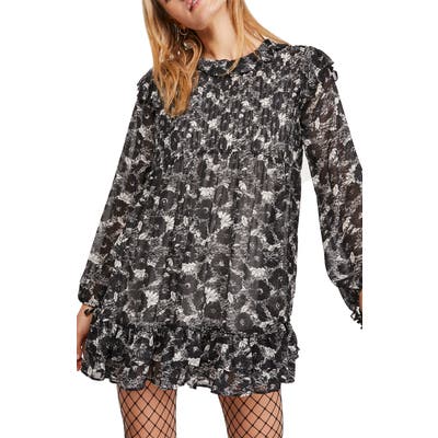Free People These Dreams Long Sleeve Minidress, Black