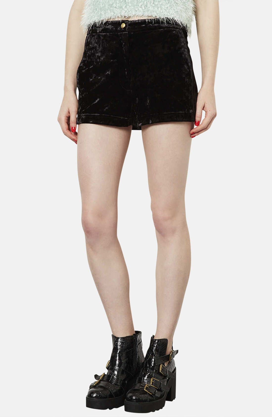 topshop velvet shorts