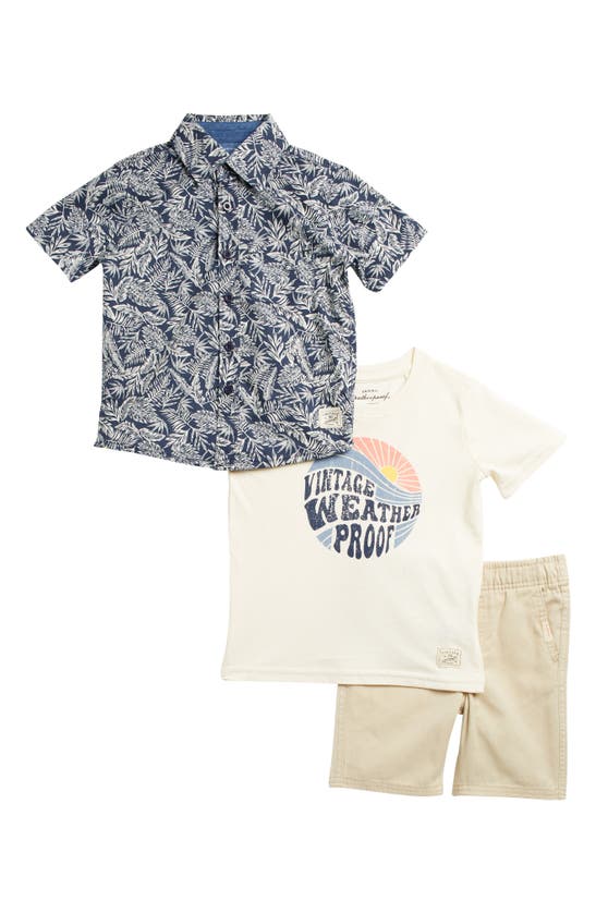 Shop Weatherproof ® Kids' 3-piece Shirt & Shorts Set In Stone