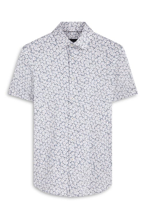 Shop Bugatchi Miles Ooohcotton® Floral Short Sleeve Button-up Shirt In Navy