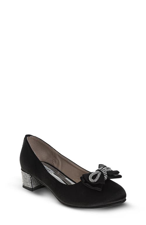 Badgley Mischka Collection Kids' Bow Pump in Black Satin 