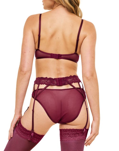 Shop Adore Me Lacie Garter Belt Lingerie In Dark Purple