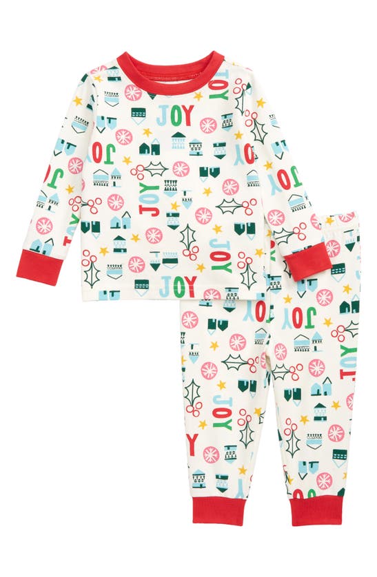 Nordstrom Babies' Matching Family Moments Fitted Two-piece Pajama Set In Ivory Egret Joy Winter Toss