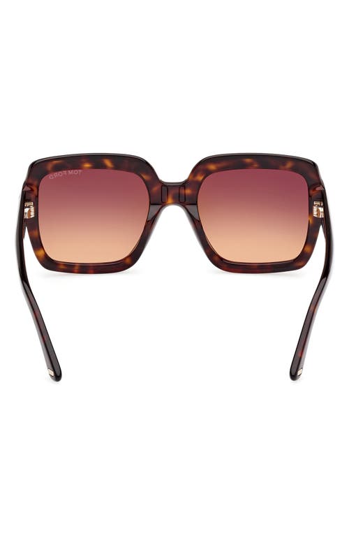 Shop Tom Ford Kaya 54mm Square Sunglasses In Shiny Dark Havana/brown