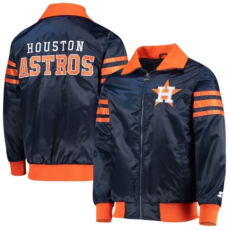 Starter Navy Houston Astros The Captain Ii Full-zip Varsity Jacket ...