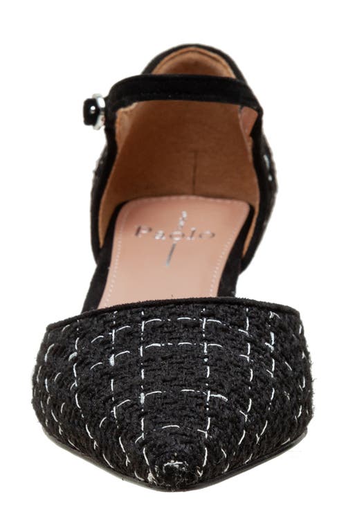 Linea Paolo Carey Ankle Strap Pointed Toe Pump In Black-white Plaid