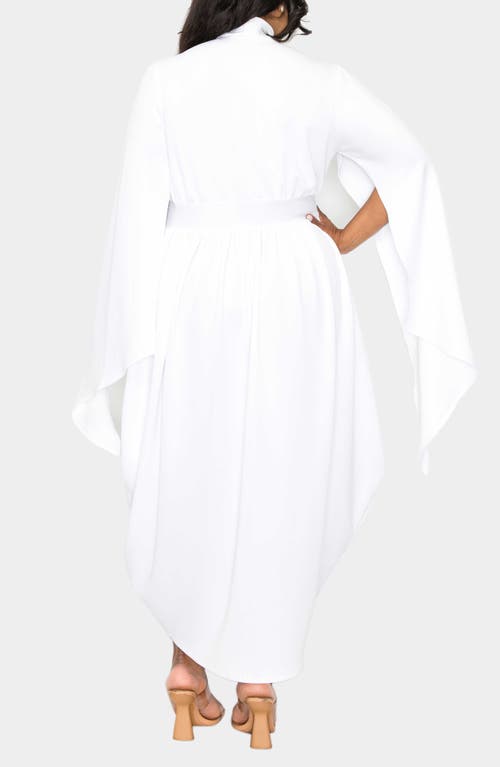 Shop L I V D Tina Cape Sleeve Tulip Hem Midi Dress In Ivory