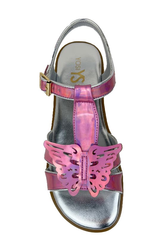 Shop Yosi Samra Kids' Miss Butterfly Ankle Strap Sandal In Rainbow Iridescent