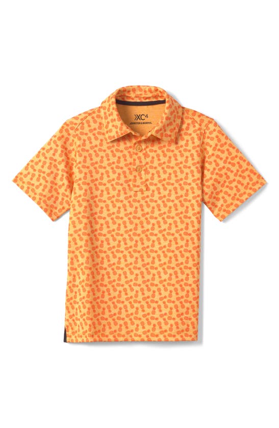 Shop Johnston & Murphy Kids' Xc4® Pineapple Print Performance Polo In Orange