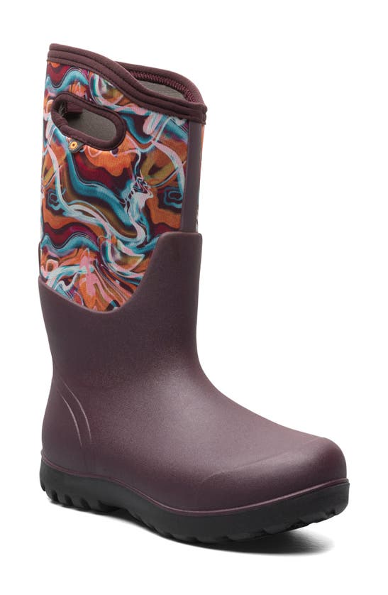 Bogs Neo Classic Tall Waterproof Rain Boot In Burgundy Multi ModeSens