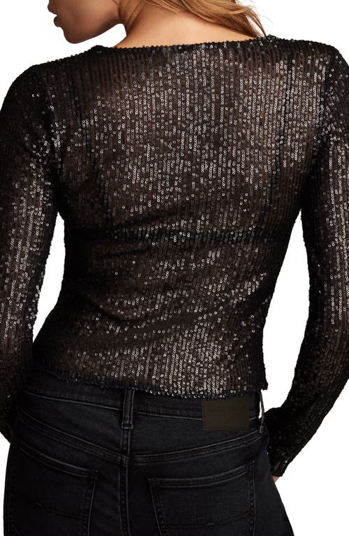 Lucky Brand Sequin Long Sleeve Layering Top In Mood Indigo