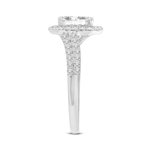 Luvmyjewelry Mariam 14k White Gold Emerald Cut Lab Grown Diamond Halo Engagement Ring In 14k White Gold