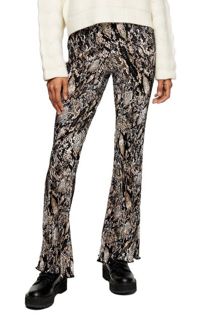 Click to view more detailed imagery on our partner's website Topshop Snake Print Flare Trousers In Brown Multi