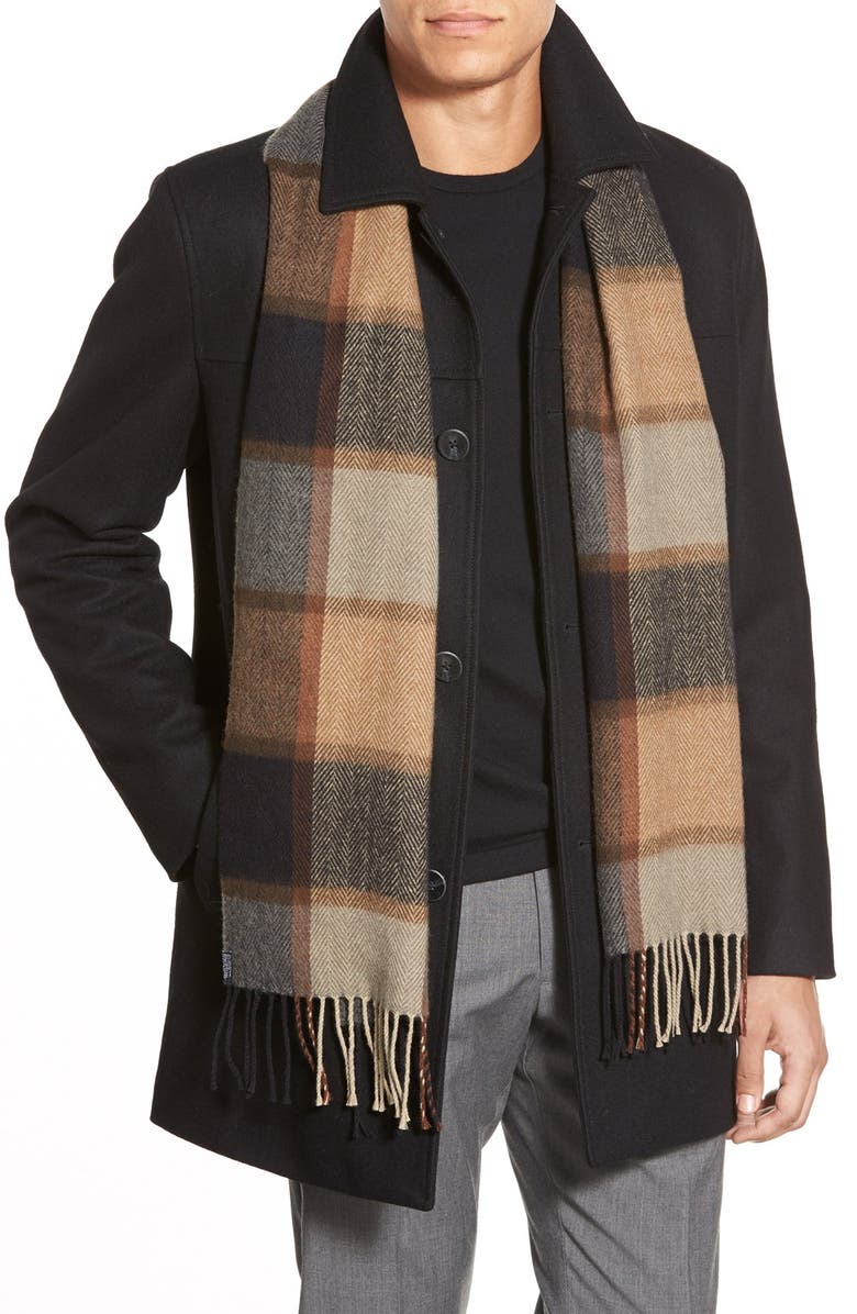 Vince Camuto Melton Car Coat with Plaid Scarf | Nordstrom