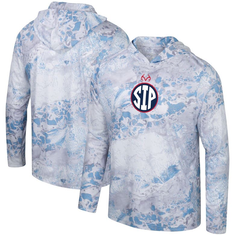 COLOSSEUM COLOSSEUM X REALTREE POWDER BLUE/SILVER OLE MISS REBELS SIP WAV3 HOODIE LONG SLEEVE T-SHIRT