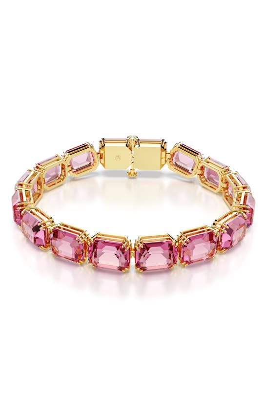 Swarovski Octagon Cut, Pink, Gold-tone Millennia Bracelet In Pink