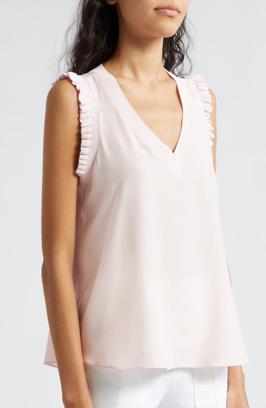 Shop Cinq À Sept Lenore V-neck Silk Blouse In Icy Pink