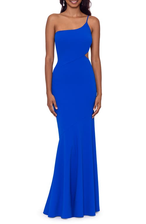 Betsy & Adam Cutout One-Shoulder Crepe Gown New Cobalt at Nordstrom,