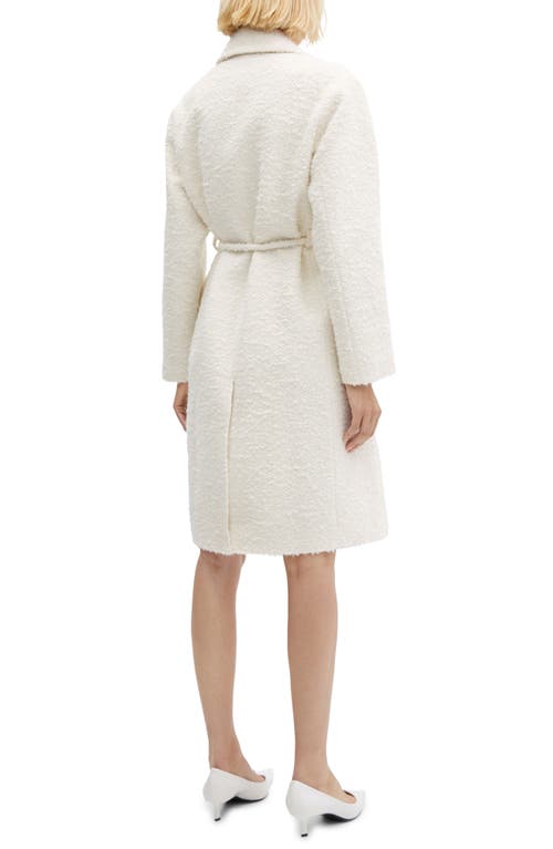 Mango Coat With Lapels And Belt Ecru In Ecru
