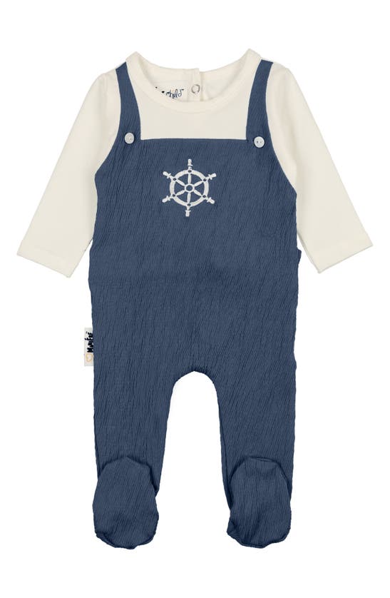Maniere Sailor Long Sleeve Overall Footie In Royal Blue