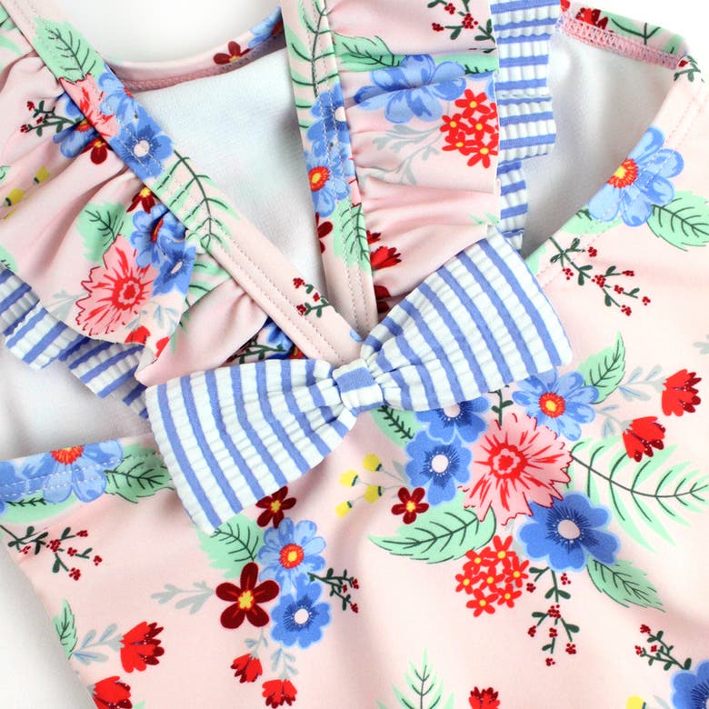 Rufflebutts Toddler Girls Ruffle V-back One Piece In Coastal Breeze Floral