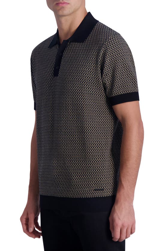 Shop Karl Lagerfeld Paris Geometric Jacquard Polo Sweater In Tan