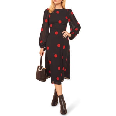 Reformation Luanne Midi Dress, Black