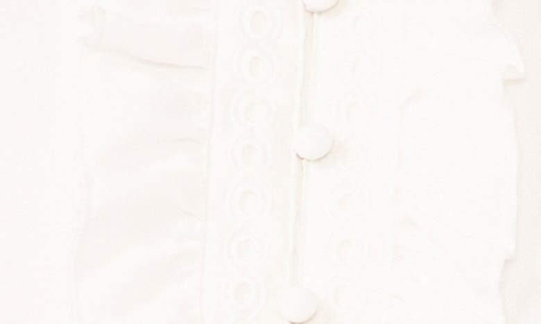 Cece Ruffle Placket Sleeveless Top In New Ivory