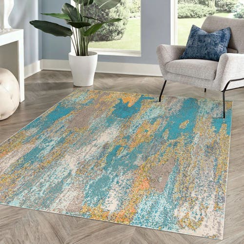Jonathan Y Contemporary Pop Modern Abstract Vintage Waterfall Area Rug In Blue/brown/orange