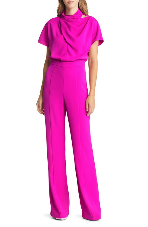 Black Halo Estella Short Sleeve Jumpsuit in Vibrant Pink