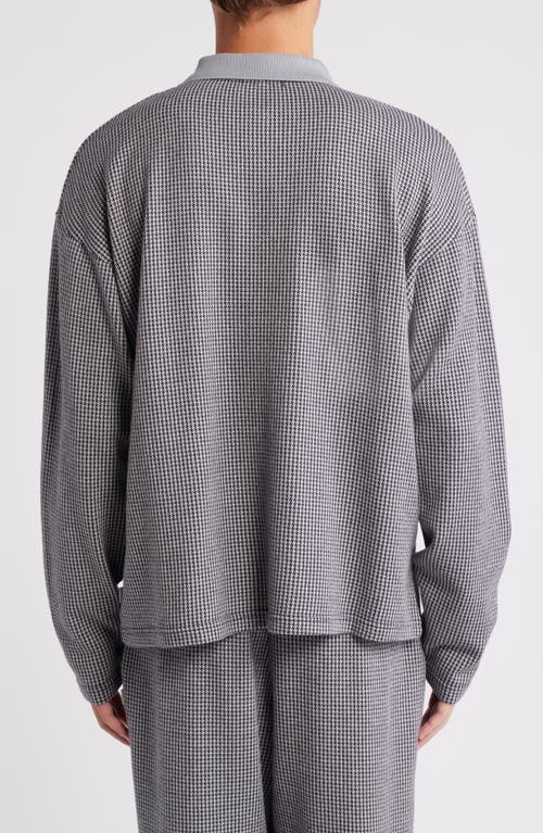 Shop Krost Houndstooth Jacquard Long Sleeve Knit Polo In Glacier Gray