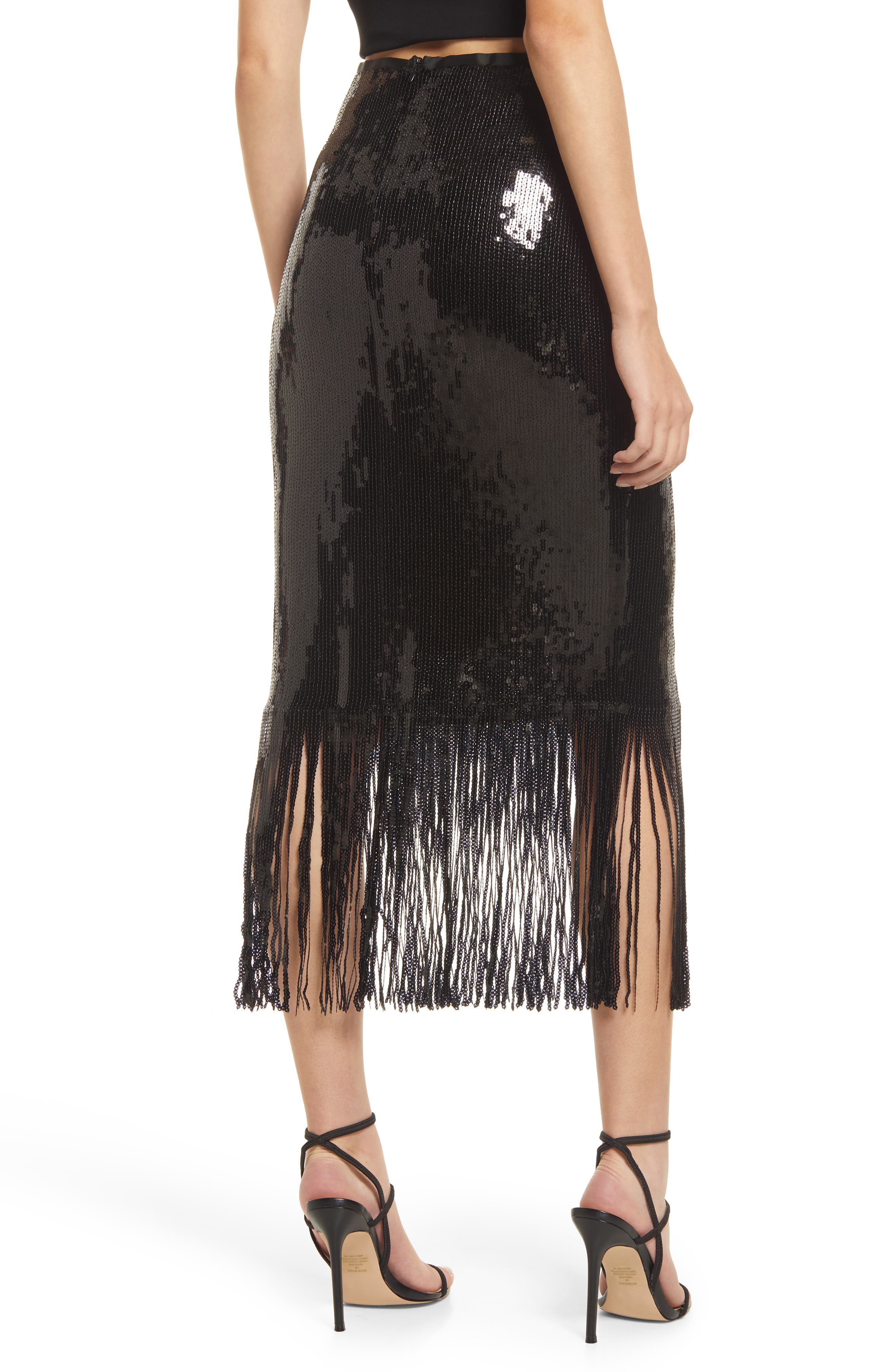 black fringe skirt nordstrom