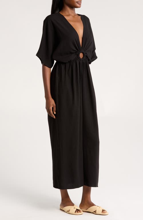 Shop Nordstrom Plunge Neck Cover-up In Black