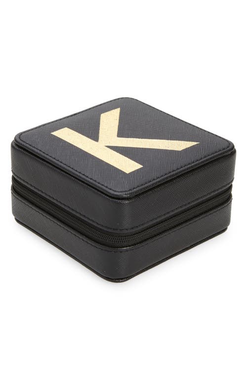 Nordstrom Initial Zip Square Jewelry Box In Black