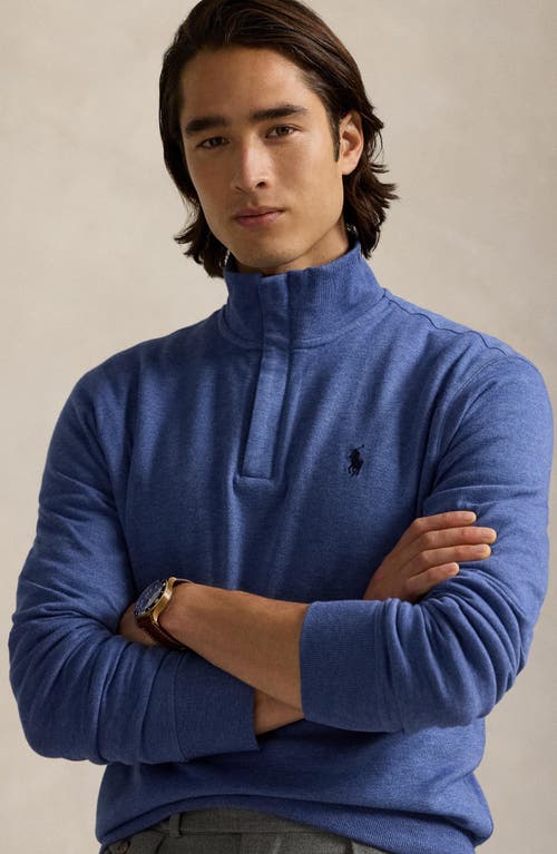 Shop Polo Ralph Lauren Cotton Blend Quarter Zip Pullover In Faded Royal Heather