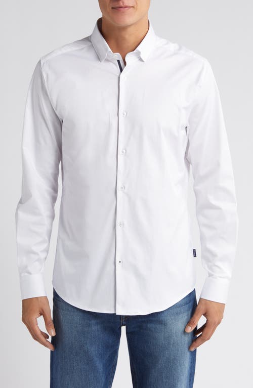 Solid White DryTouch Performance Button-Up Shirt