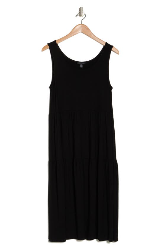 Shop Eileen Fisher Sleeveless Tiered Jersey Midi Dress In Black